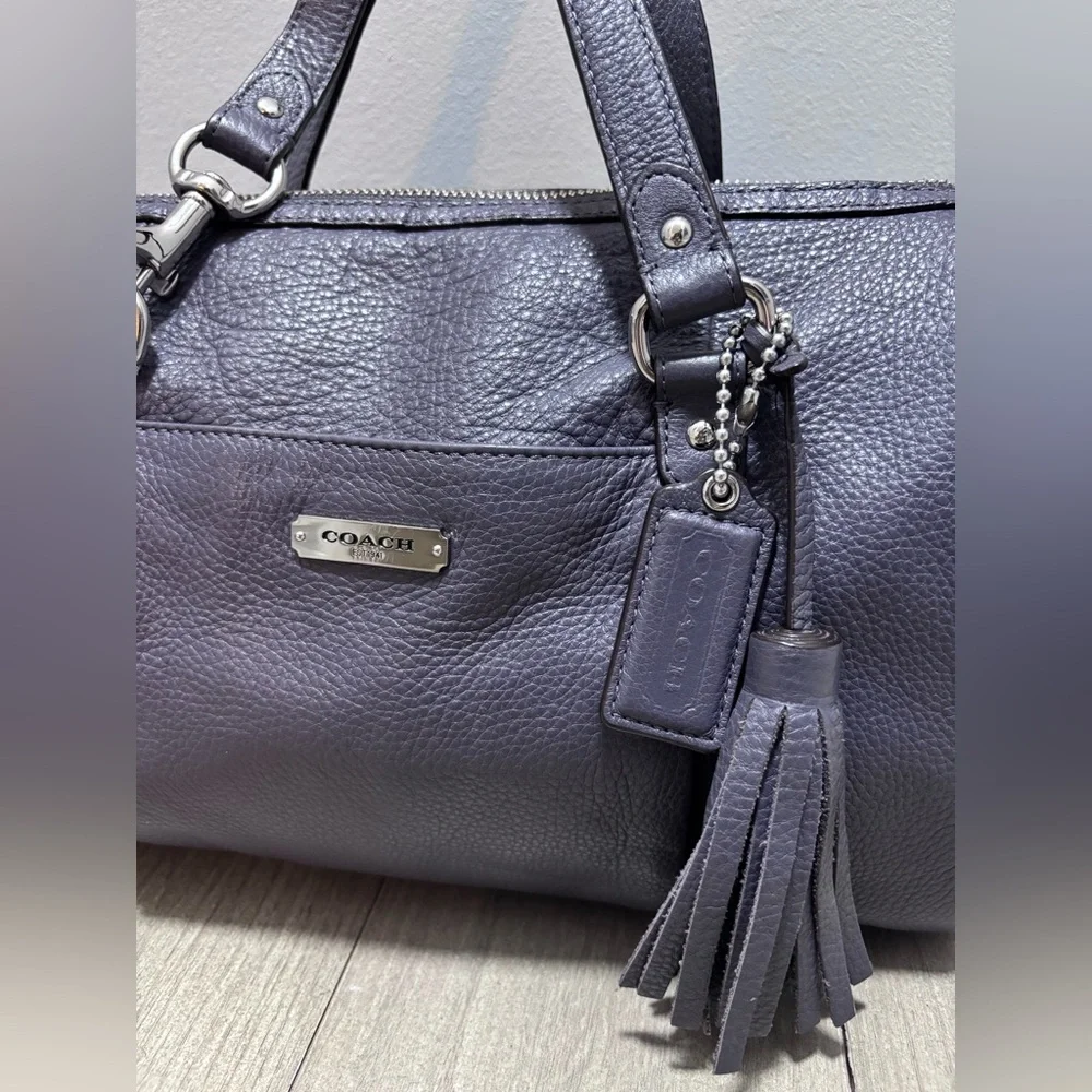 Coach Purple Leather Satchel with Tassel